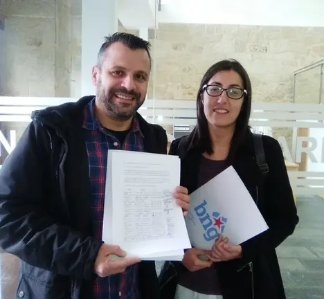 Anxo Baz, portavoz municipal e Bea Lomba respons&aacute;bel local do BNG na Guarda